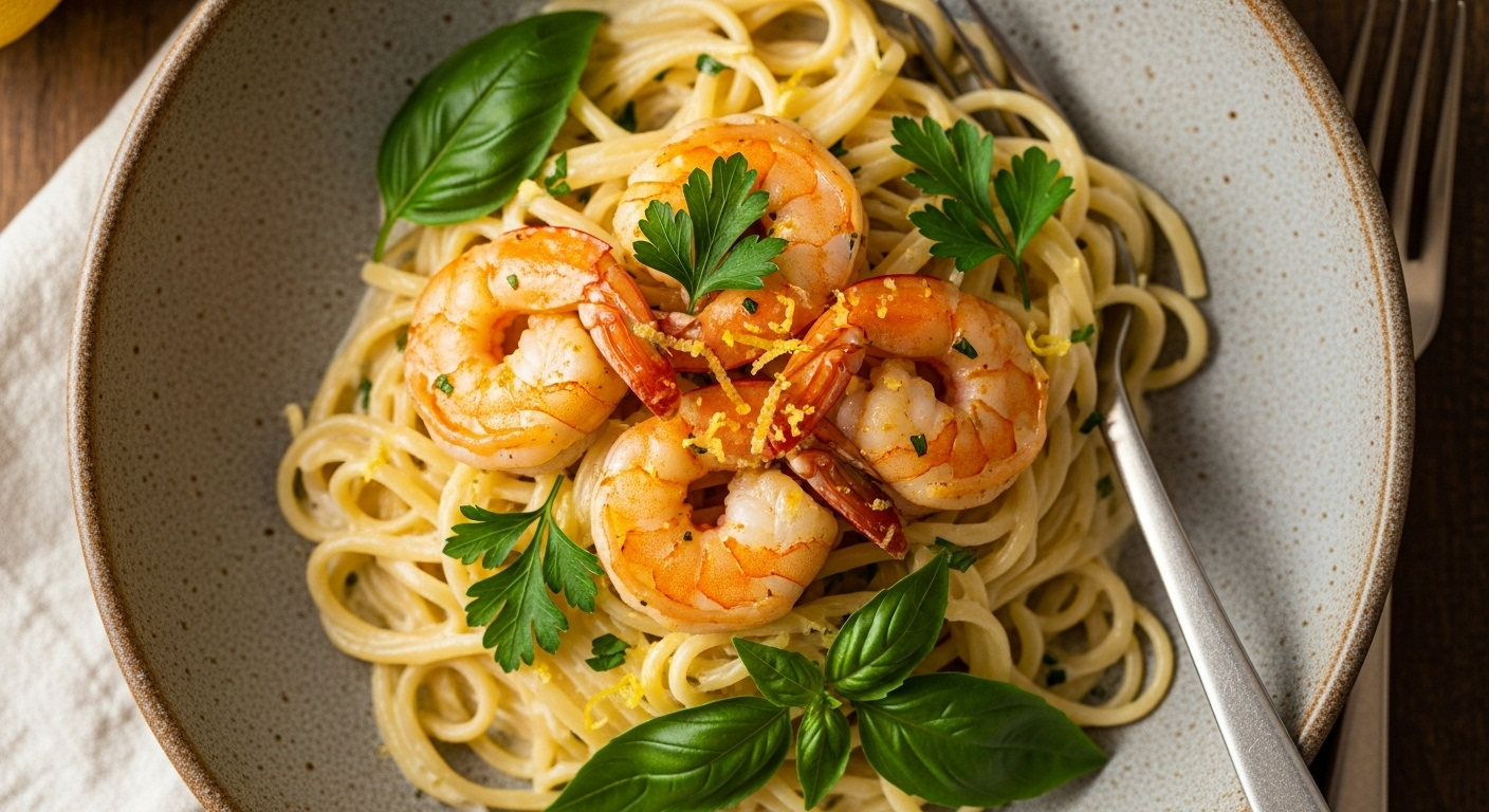 lemon garlic shrimp pasta