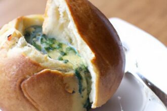 Creamy Spinach Dip Served in a Freshly Baked Bread Bowl