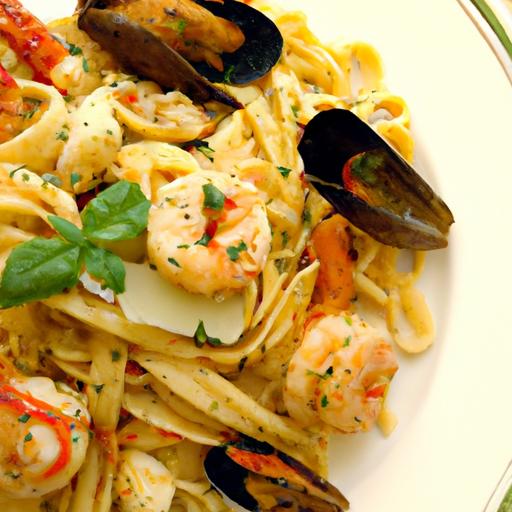 Savory Seafood Pasta in a Zesty Garlic Sauce Delight